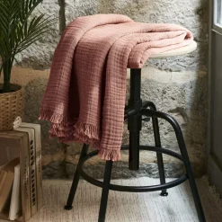 Plaid garza di cotone (160 cm) Gaïa Rosa pesca