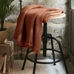 Plaid garza di cotone (160 cm) Gaïa Terracotta