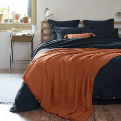 Plaid garza di cotone (220 cm) Gaïa Terracotta