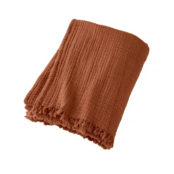 Plaid garza di cotone (220 cm) Gaïa Terracotta