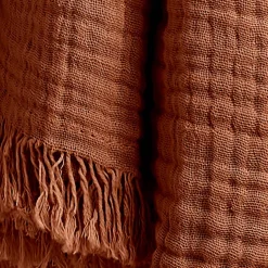 Plaid garza di cotone (220 cm) Gaïa Terracotta