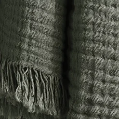 Plaid garza di cotone (220 cm) Gaïa Verde rosmarino