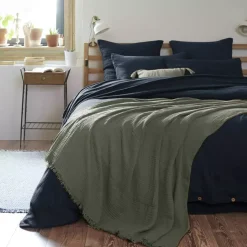 Plaid garza di cotone (220 cm) Gaïa Verde rosmarino