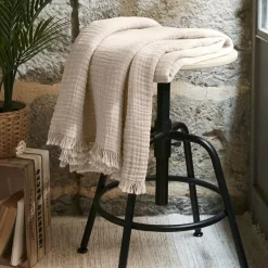 Plaid garza di cotone (160 cm) Gaïa Beige pampa