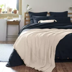 Plaid garza di cotone (220 cm) Gaïa Beige pampa