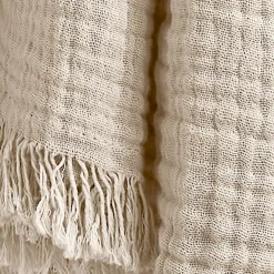 Plaid garza di cotone (220 cm) Gaïa Beige pampa