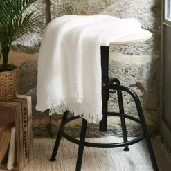 Plaid garza di cotone (160 cm) Gaïa Bianco chantilly