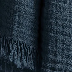 Plaid garza di cotone (160 cm) Gaïa Blu notte