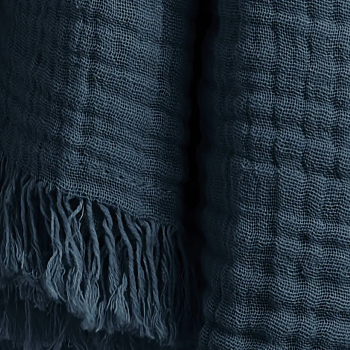 Plaid garza di cotone (160 cm) Gaïa Blu notte