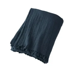 Plaid garza di cotone (160 cm) Gaïa Blu notte