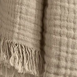 Plaid garza di cotone (180 x 220 cm) Gaïa Beige pampa