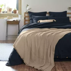 Plaid garza di cotone (180 x 220 cm) Gaïa Beige pampa