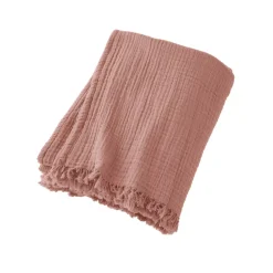 Plaid garza di cotone (180 x 220 cm) Gaïa Rosa pesca
