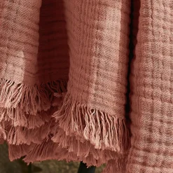 Plaid garza di cotone (180 x 220 cm) Gaïa Rosa pesca