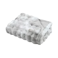 Plaid in finta pelliccia (130 x 150 cm) Nebraska Grigio perla