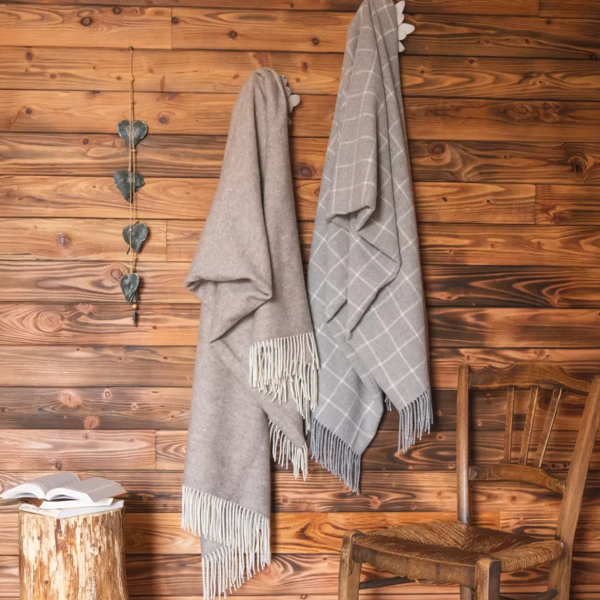 Plaid in lana e cashmere (140 x 200 cm) Côme Beige