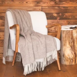 Plaid in lana e cashmere (140 x 200 cm) Côme Beige