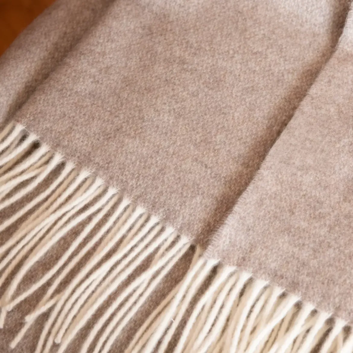 Plaid in lana e cashmere (140 x 200 cm) Côme Beige