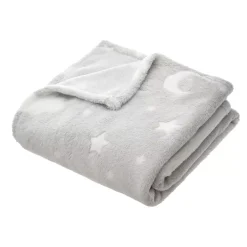 Plaid in pile (150 cm) fosforescente Voie lactée Grigio chiaro
