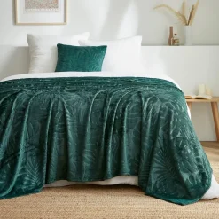 Plaid morbida di flanella (220 x 240 cm) Flore Verde