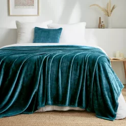 Plaid morbida in flanella (180 x 230 cm) Didou Blu petrolio