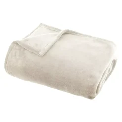 Plaid morbida in flanella (220 x 240 cm) Didou Beige grigio chiaro