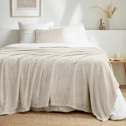 Plaid morbido in flanella (180 x 230 cm) Didou Beige greige