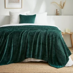 Plaid morbido in flanella (180 x 230 cm) Zag Verde