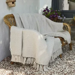 Plaid per divani in materiale riciclato (220 cm) Gabin Beige pampa