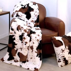 Plaid polaire (160 cm) Vache Marrone