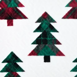 Plaid di Natale in flanella (130 x 160 cm) Foresta di abeti Bianco e verde