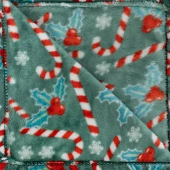 Plaid di Natale (130 x 180 cm) Agrifoglio e Canna di zucchero