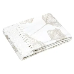 Plaid in cotone riciclato morbido (125 x 150 cm) Oriana Ecru