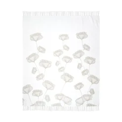 Plaid in cotone riciclato morbido (125 x 150 cm) Oriana Ecru