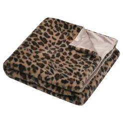 Plaid in finta pelliccia leopardata (130 x 160 cm) Fauves Camel