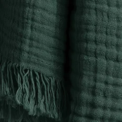 Plaid in garza di cotone (130 x 160 cm) Gaïa Verde abete