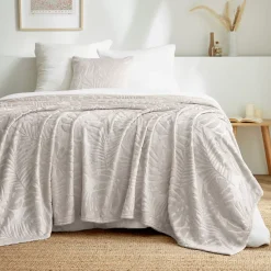 Plaid morbido flanella (180 x 230 cm) Flore Ecru