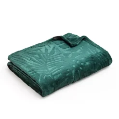 Plaid morbido in flanella (180 x 230 cm) Flore Verde