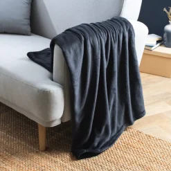 Plaid morbido in flanella (125 x 150 cm) Didou Antracite grigio