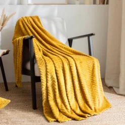 Plaid morbido in flanella (125 x 150 cm) Zag Giallo senape