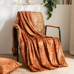 Plaid morbido in flanella (125 x 150 cm) Flore Rame