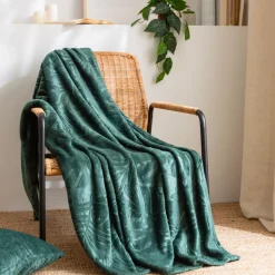 Plaid morbido in flanella (125 x 150 cm) Flore Verde