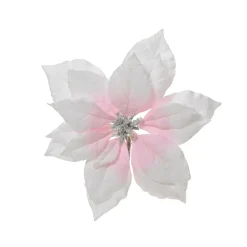 Poinsettia di Natale in poliestere (D24 cm) Venezia Bianco