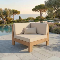 Poltrona da giardino angolare legno di acacia Bornéo Sabbia