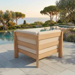 Poltrona da giardino angolare legno di acacia Bornéo Sabbia