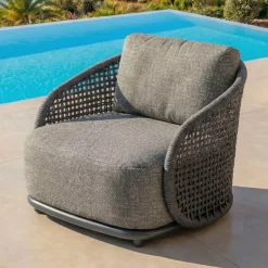 Poltrona da giardino effetto rattan e alluminio Riviera Grigio antracite