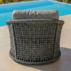Poltrona da giardino effetto rattan e alluminio Riviera Grigio antracite