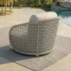 Poltrona da giardino effetto rattan e alluminio Riviera Beige