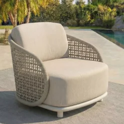 Poltrona da giardino effetto rattan e alluminio Riviera Beige