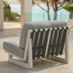 Poltrona da giardino in alluminio Long Beach Bianco cenere e grigio chiaro